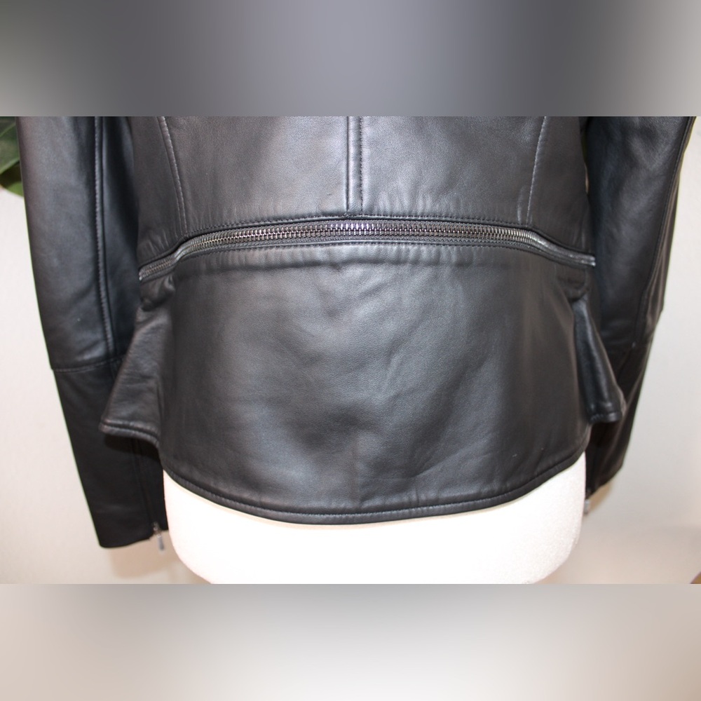 Ted Baker Black Yaswin 100% Ovine Leather Biker Jacket - Picture 12 of 17